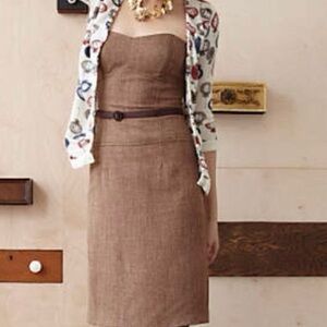 NWT Anthropologie Rust-Brown Tweed Strapless Corset Dress - Size 4